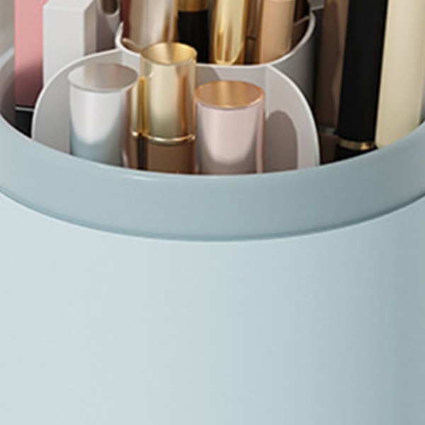 Opbevaringsbeholder til makeupbørste 360 ​​grader roterende støvforebyggelse Gennemsigtigt låg med stor kapacitet Makeupbørsteholder Blå