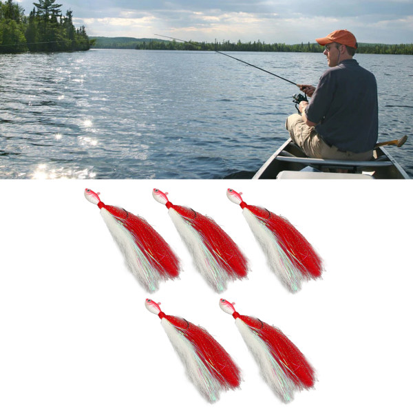 5 st Isfiske Jig Set Metall naturtrogen Hållbar Isvatten Fiske Age Sharp Fishing J Krokar för Fiske Röd