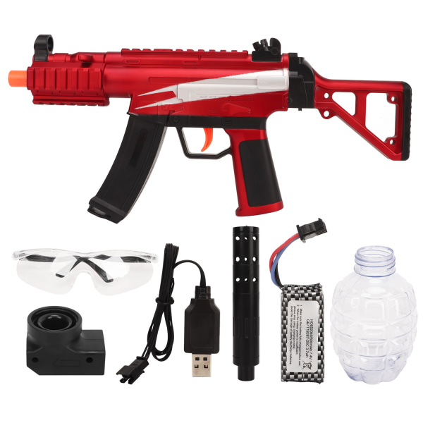 Vesigeeli-ammuntalelu suojalaseilla MP5 Sähköinen automaattinen vesipallon roiskevesisuihkurata Soveltuu takapihalle Hauskoihin joukkueammuntapeleihin Punainen