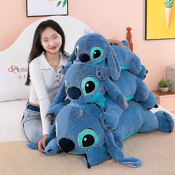 45/60/80cm Stitch-docka Disney Plyschleksak Lilostitch Plyschdocka Mjuk Kudde Benägen Ställning Mörk/Ljusblå Söt Leksakspresent [GGL] 80 cm