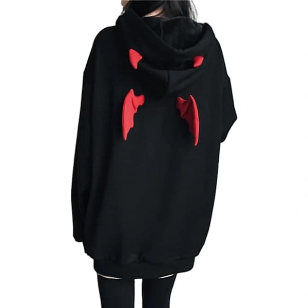Dam Djävul Vinge Hettegenser Casual Løs Langermet Hettegenser Pullover Topper M