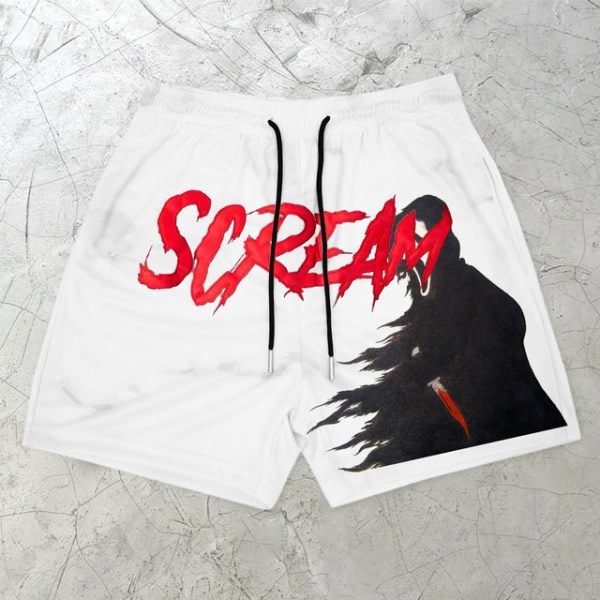 Screaming Ghost Y2k træningsshorts 3D-printet basketballshorts 5XL