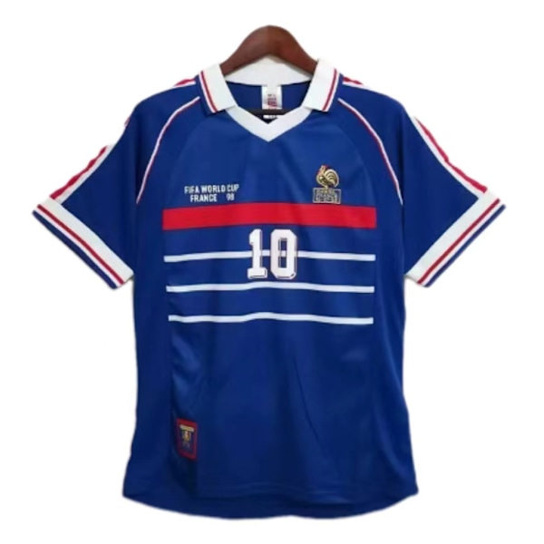 Retro Jersey 1998 Ranska MM Koti Lyhythihainen Jalkapallopaita Nro 10 Zidane 1 Jalkapallopaita M M