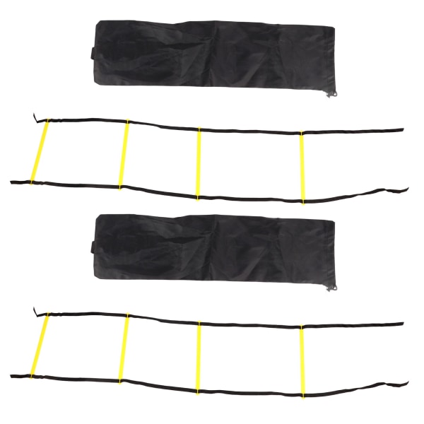 2 ST 4 steg repstege Snabbträning fotarbete stege med bärväska för fotboll basket 2 m svart rep Gul stege