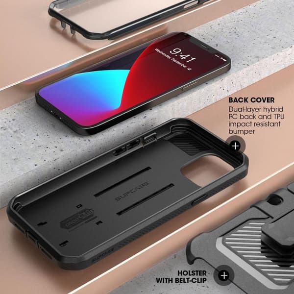 Supcase iPhone 12 / 12 Pro Deksel Unicorn Beetle Pro Svart