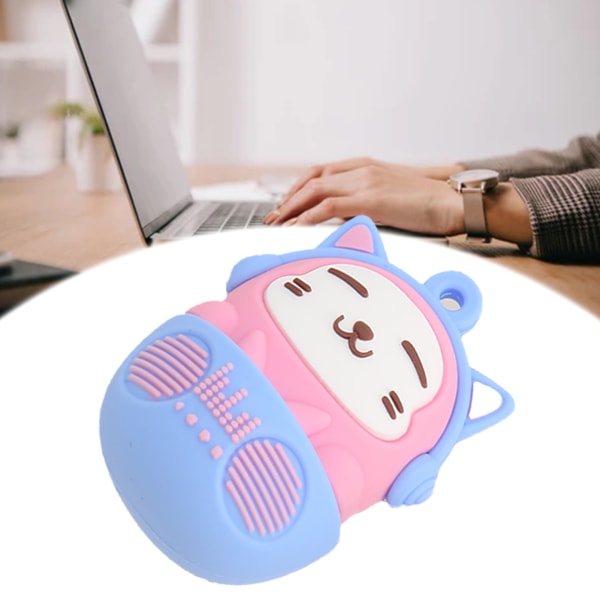 Tegneserie Flash Drive PVC USB2.0 Cat Pattern Plug and Play Stødsikker U Disk til Telefon Laptop Pink Blå 64g