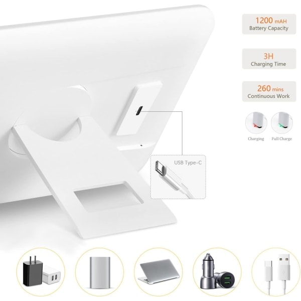 Sminkspejl med LED-lys Type-C Genopladelig