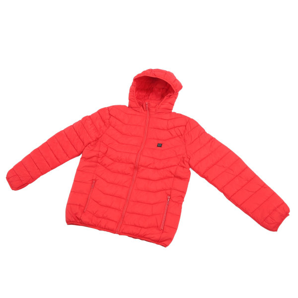 Oppvarmet jakke for menn kvinner USB 3 gir temperaturkontroll Elektrisk varmejakke frakk med hette for vinterrød 3XL
