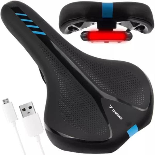 Bike saddle with USB LED light - Black bicycle saddle
