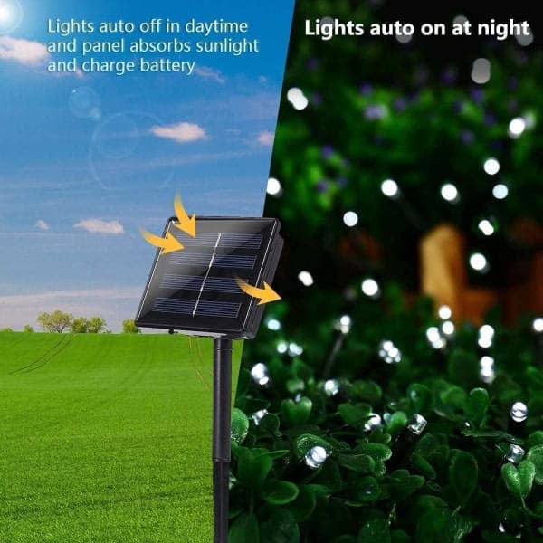 Solcellelysslynge utendørs 200 LED vanntette slynger (PA)