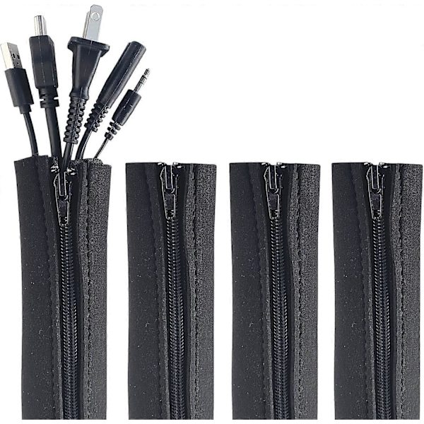 4-pack Zippered Cable Sleeves, Cord Organizer, Cable Protector