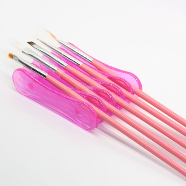 Nail Art Craft UV Gel Brush Polish Pen Rest Plastholder Stativ for å holde 5 separate borstar Transparent