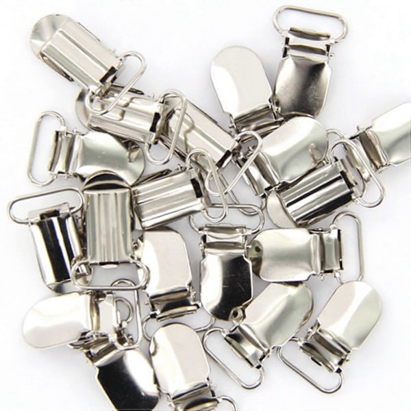 60 x Hängselklämmor Bandkrokar 20 mm Silverfärgade.pa