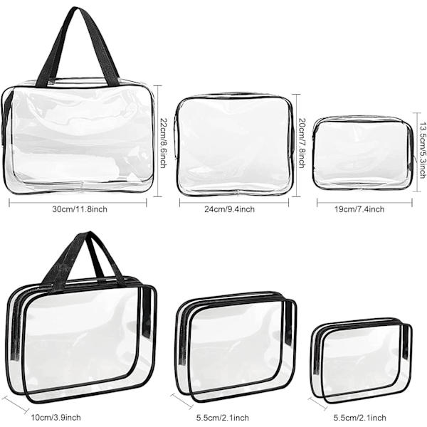 Set med 3 transparenta väskor Black Svart