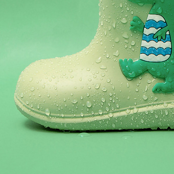 Vattentäta regnstövlar Söta tecknade mönster EVA-regnskor med mjuk botten för barn Barn Grön 15 cm/ 8,9 tum