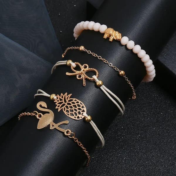 5 st Tunna Armband - Guldfärgade