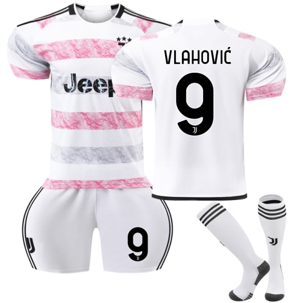 23-24 Juventus FC Bortalag Fotbollströjor För Barn Nr.9 Vlahović 22 22