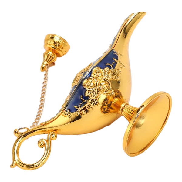 Genie Lampe Vintage Dekoration Samlerbar Sjælden lille zinklegering Legend Genie Light Gold Safir Blue