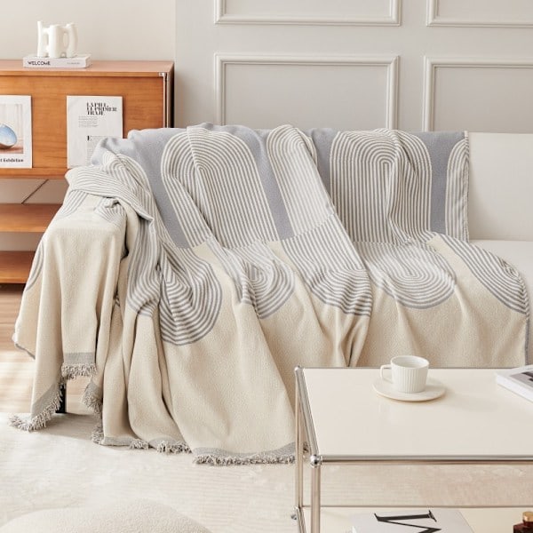Paris_Moderne Geometrisk Sofabetræk, Sæsonbetonet Universal Chenille Sofahåndklæde, Anti-Kattekløs Anti-Skrid Sofa, 180*130cm