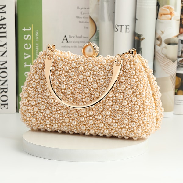 Pearl Handheld Dinner Handheld Handle Shoulder Bag Champagne
