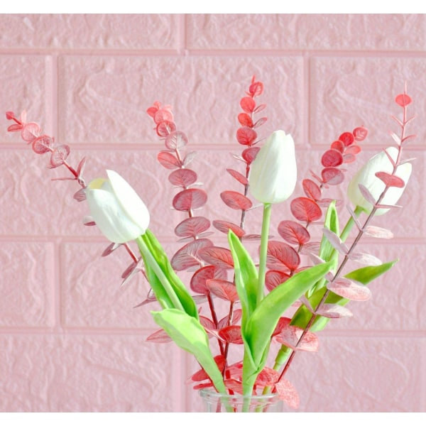 Kunstige tulipaner med hvide blomster, perfekt til at dekorere forårets feriehjem og køkken