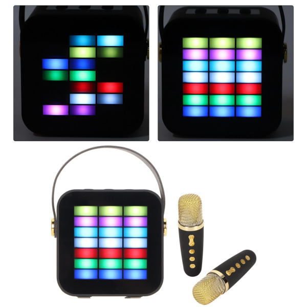 Lasten minikaraokekone BT 5.3 LED-valotehosteilla langaton Bluetooth kaiutin ja 2 mikrofonia juhliin