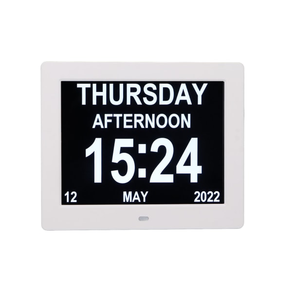 8-tums digital väckarklocka fotoram 800x600 stort teckensnitt Justerbar ljusstyrka LCD-kalender Smart fotoram Vit 100?240V EU-kontakt