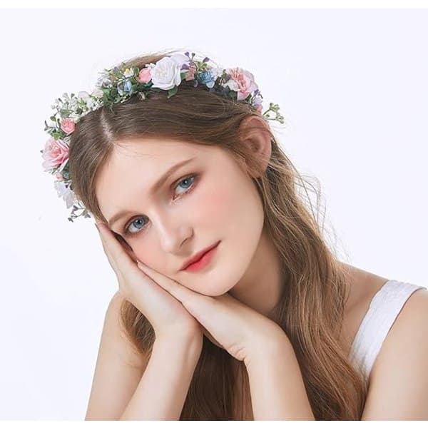 Justerbart blomsterpannebånd Blomsterkrans Krone Halo Hodeplagg Bryllupsfest