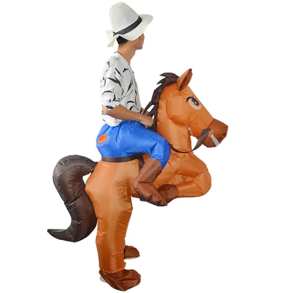 Hästridning på oppblåsbar kostym Cowboys på hest Klädselkostym Rolig nyhet Utklädning Festkläder Tail horse