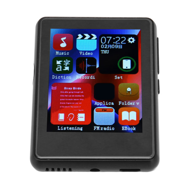 MP3-spelare Bluetooth 5.0 HD Full Touch Screen Support Spela in musikspelare med FM-radio Elektronisk bokhögtalare Svart 4+256GB (minneskort)