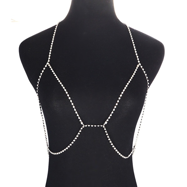 Fashion sele halskæde legering rhinestone kvinder brystkæde justerbar kropskæde til fest