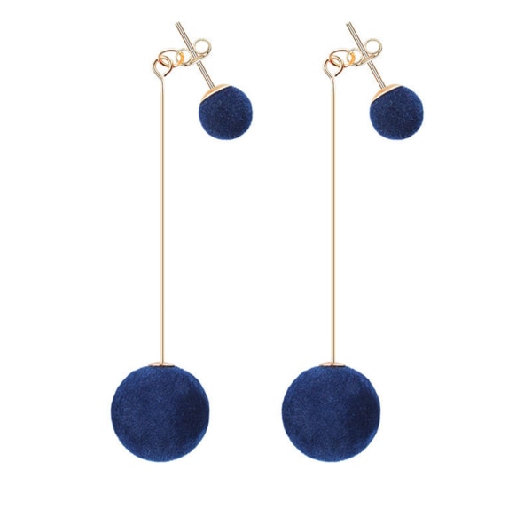 1 par enkle søte øredobber lange ballanheng kvinner jente smykker gave (marineblå)