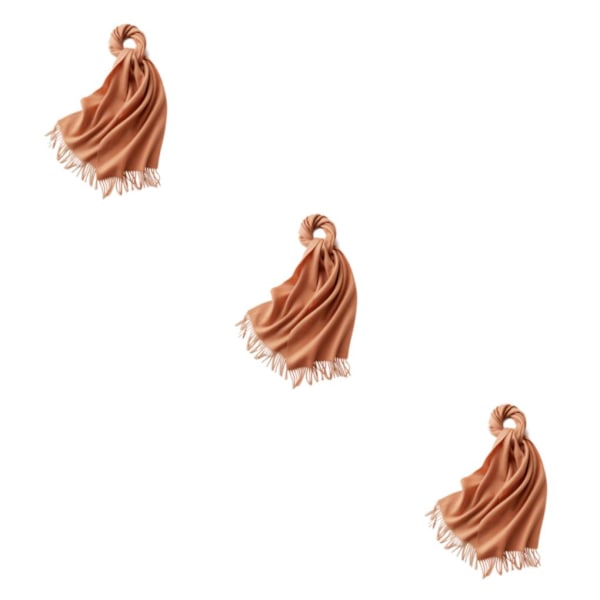 1/2/3 Unisex Halstørklæde med Frynser Varmt og Hyggeligt Rørhalstørklæde i Sandgul sand yellow 3Set