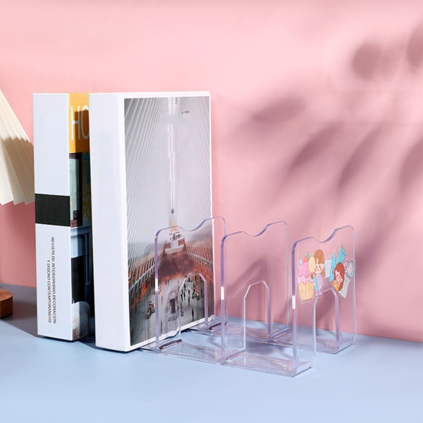 Akryl Organizer Modern Minimalism Stil Utrymmesbesparande Klar akryl Skrivbordsbokhylla för hem inomhus