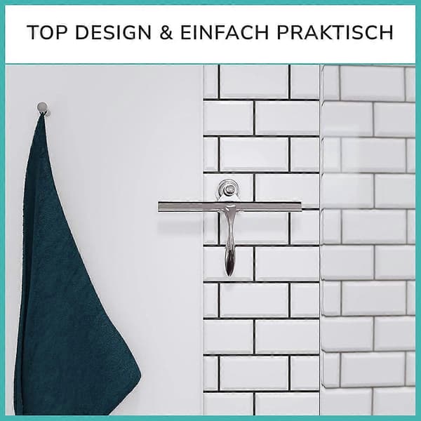 Extra Bred 30,5 cm Duschsqueegee i Rostfritt Stål med Silikonkant - Duschsqueegee med Sugkoppsfäste