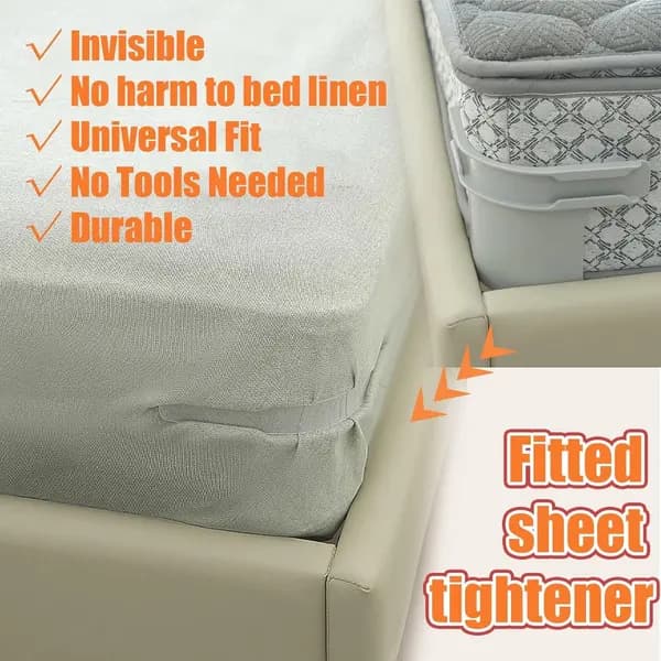 4 pcs - Sheet Holders Bed Duvet Clips Clamps with Closure Strips Removable Fitted Corner Holders for Mattress Protector Covers, Linen, Blankets_yu