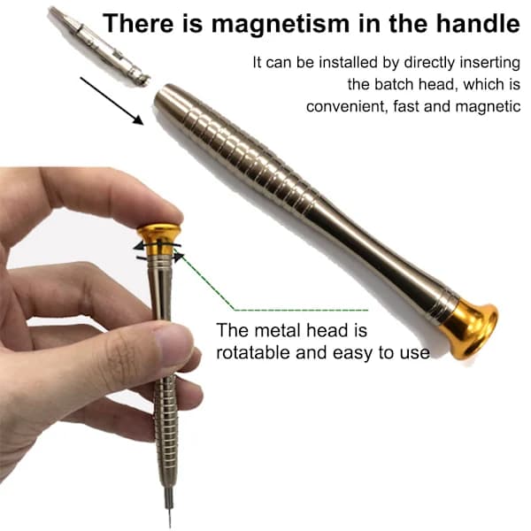 Magnetic Precision Screwdriver Set for Electronics, Portable Design, Smooth Backward Rotation, Ergonomic Grip, 360 Degree Rotating Handle High