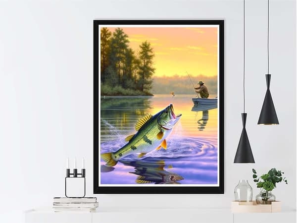 5D Timanttimaalaus 30x40 cm Kala, Timanttikirjonta Kalastaja