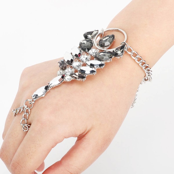 Snygga kvinnor tjejer legering strass armband ankel kedja smycken tillbehör (grå)
