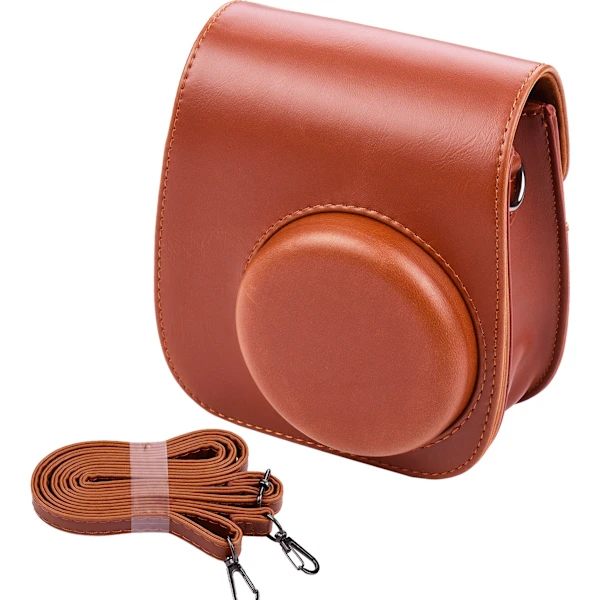 Portable Camera Case Holder Faux Leather with Shoulder Strap