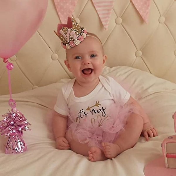 Baby Princess Tiara Crown, Baby Birthday Hat (Set4)