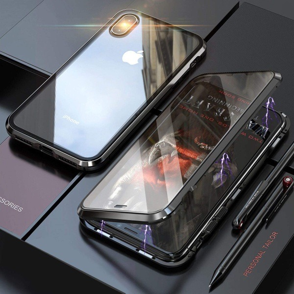 iPhone X/XS kuori näytönsuojalla Musta
