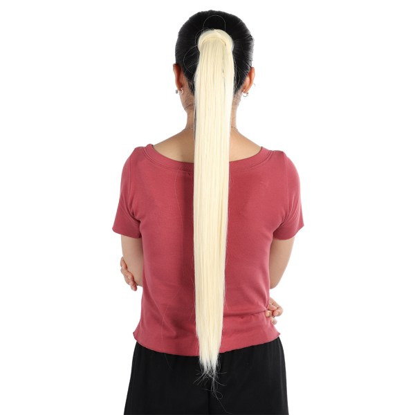 Kvinner langt rett hårforlengelse hestehale parykkklemme i hestehale falskt hårstykke Styling 01#