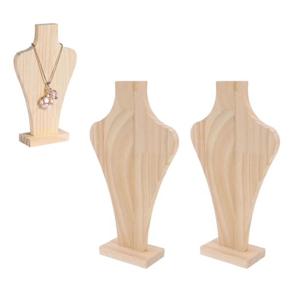 2 stk træhalskæde displaystativ Vaseformet letvægts smykkestativ i massivt træ til hjemmet og professionelt display M