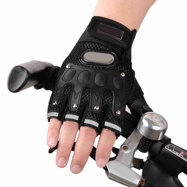 2 st halvfinger körhandskar Mesh tyg Handskar skydd krok och ögla fäste Motorcykel handskar