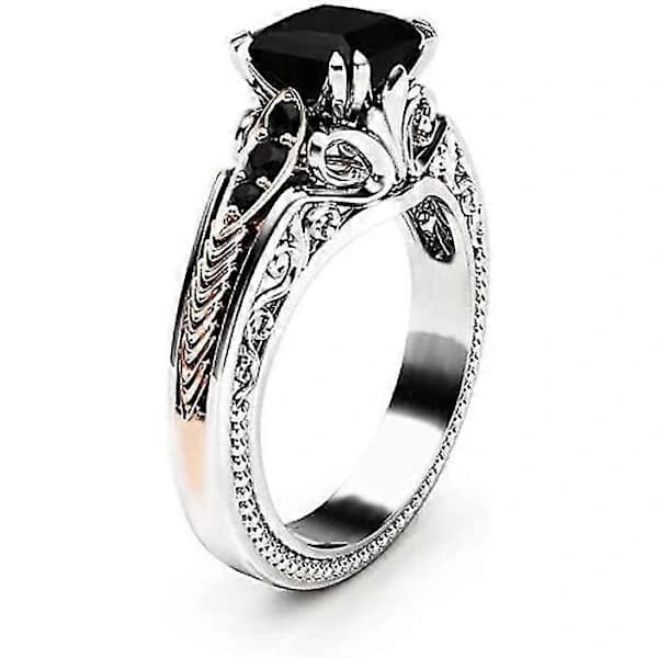 Evig 925 Sterling Sølv Sort Turmalin Ring ny