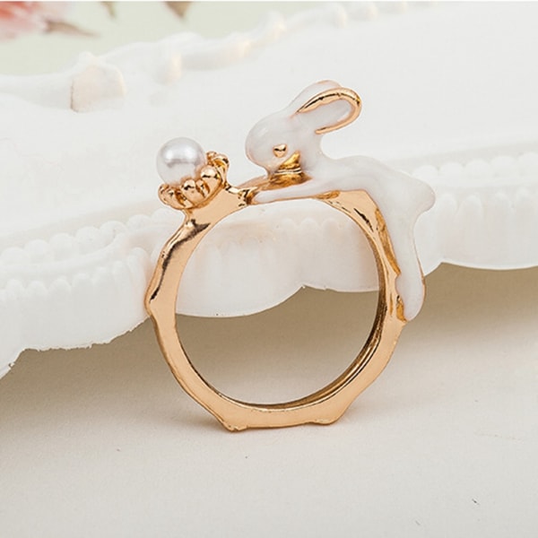 Mode Kvinnor Flicka Legering Faux Pearl Dekoration Armband Ring Hårklämma Set(Ring)