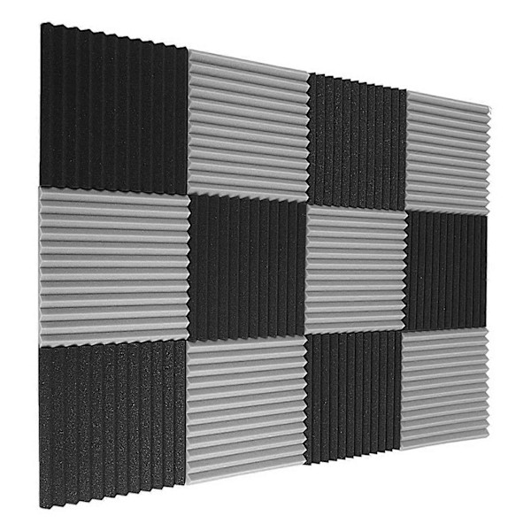 12 stk. Akustisk Skumplate, Studio Wedge Flis, Akustisk Skum 2,5X30X30cm.pa