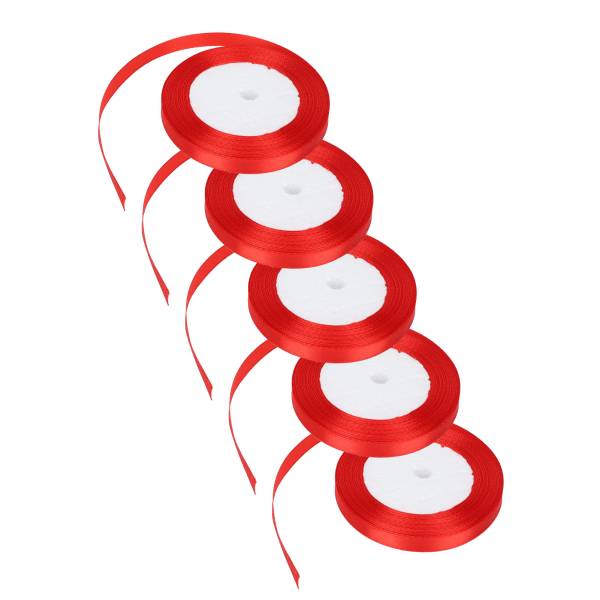5 kpl lahjanauha, noin 0,4 tuumaa leveä 24,1 jaardi pitkä vedenpitävä kirkas väri haalistumaton laaja käyttölahjapakkausnauha, punainen