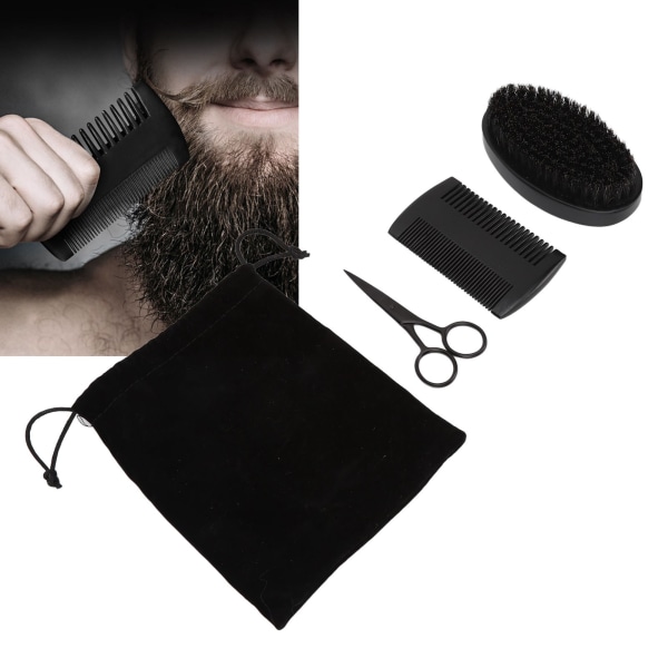 Skægplejesæt til mænds trimning skægsæt skægstylingkam i rustfrit stål trimmesakse Gaver til mænd
